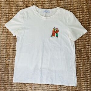 New Zara Floral Graphic Embroidery Cotton Shirt M